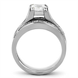 TK0W383 - Stainless Steel Ring High polished (no plating) Women AAA Grade CZ Clear