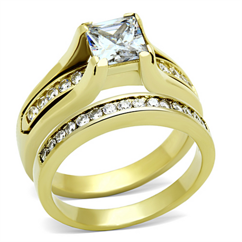 TK0W384 - Stainless Steel Ring IP Gold(Ion Plating) Women AAA Grade CZ Clear