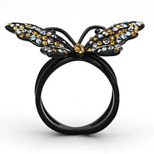TK1004 - Stainless Steel Ring IP Black(Ion Plating) Women Top Grade Crystal Multi Color