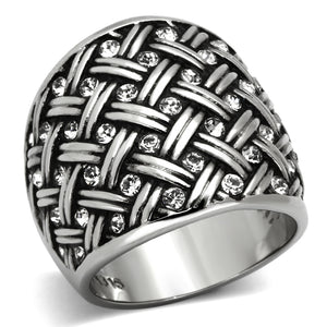 TK1007 - Stainless Steel Ring High polished (no plating) Women Top Grade Crystal Clear