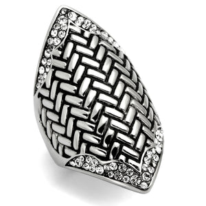 TK1009 - Stainless Steel Ring High polished (no plating) Women Top Grade Crystal Clear