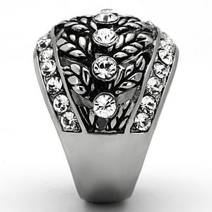 TK1015 - Stainless Steel Ring High polished (no plating) Women Top Grade Crystal Clear