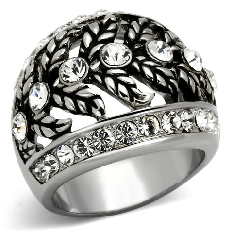 TK1015 - Stainless Steel Ring High polished (no plating) Women Top Grade Crystal Clear