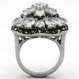 TK1016 - Stainless Steel Ring High polished (no plating) Women AAA Grade CZ Clear