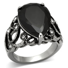 TK1017 - Stainless Steel Ring High polished (no plating) Women AAA Grade CZ Jet
