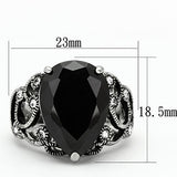 TK1017 - Stainless Steel Ring High polished (no plating) Women AAA Grade CZ Jet