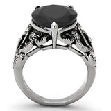 TK1017 - Stainless Steel Ring High polished (no plating) Women AAA Grade CZ Jet