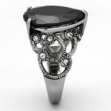 TK1017 - Stainless Steel Ring High polished (no plating) Women AAA Grade CZ Jet