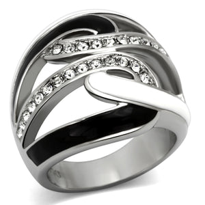 TK1018 - Stainless Steel Ring High polished (no plating) Women Top Grade Crystal Clear