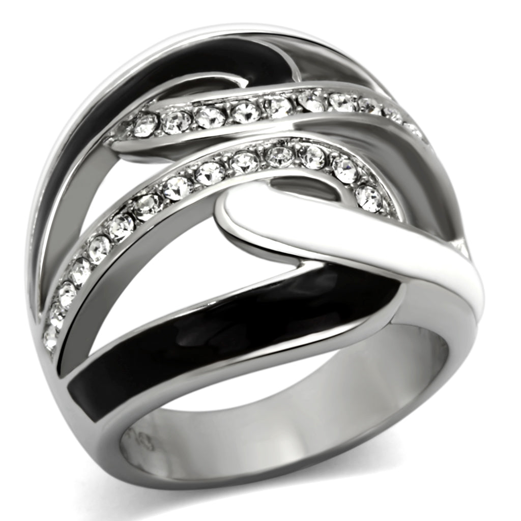TK1018 - Stainless Steel Ring High polished (no plating) Women Top Grade Crystal Clear