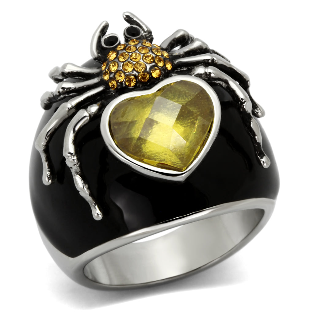 TK1019 - Stainless Steel Ring High polished (no plating) Women AAA Grade CZ Topaz