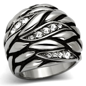 TK1020 - Stainless Steel Ring High polished (no plating) Women Top Grade Crystal Clear