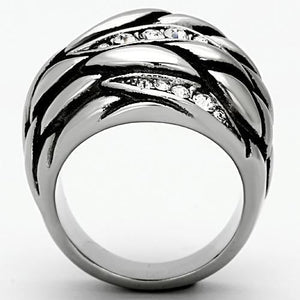 TK1020 - Stainless Steel Ring High polished (no plating) Women Top Grade Crystal Clear