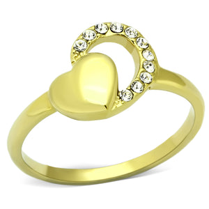 TK1024 - Stainless Steel Ring IP Gold(Ion Plating) Women Top Grade Crystal Clear