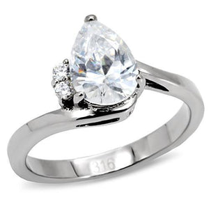 TK102 - Stainless Steel Ring High polished (no plating) Women AAA Grade CZ Clear