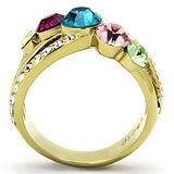 TK1031 - Stainless Steel Ring IP Gold(Ion Plating) Women Top Grade Crystal Multi Color