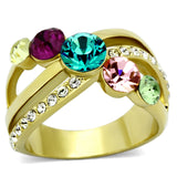 TK1031 - Stainless Steel Ring IP Gold(Ion Plating) Women Top Grade Crystal Multi Color
