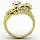 TK1033 - Stainless Steel Ring IP Gold(Ion Plating) Women Top Grade Crystal Multi Color