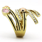 TK1033 - Stainless Steel Ring IP Gold(Ion Plating) Women Top Grade Crystal Multi Color