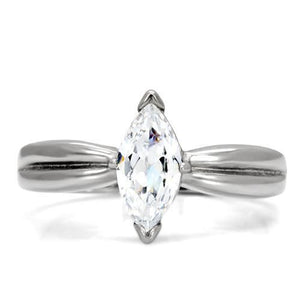 TK103 - Stainless Steel Ring High polished (no plating) Women AAA Grade CZ Clear