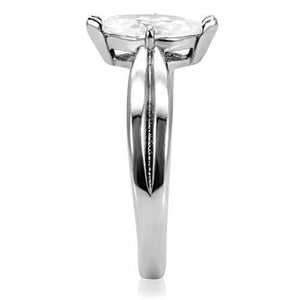TK103 - Stainless Steel Ring High polished (no plating) Women AAA Grade CZ Clear