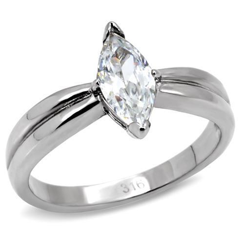 TK103 - Stainless Steel Ring High polished (no plating) Women AAA Grade CZ Clear