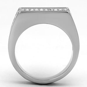 TK1048 - Stainless Steel Ring High polished (no plating) Men Top Grade Crystal Clear