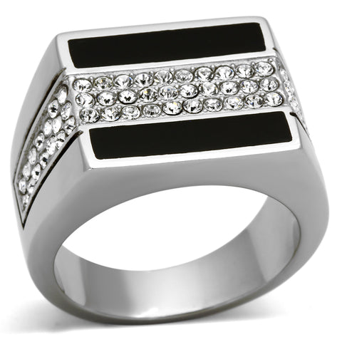 TK1048 - Stainless Steel Ring High polished (no plating) Men Top Grade Crystal Clear