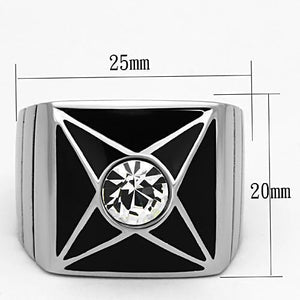 TK1049 - Stainless Steel Ring High polished (no plating) Men Top Grade Crystal Clear