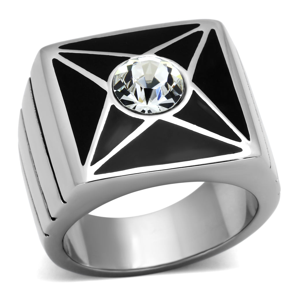 TK1049 - Stainless Steel Ring High polished (no plating) Men Top Grade Crystal Clear