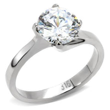 TK104 - Stainless Steel Ring High polished (no plating) Women AAA Grade CZ Clear