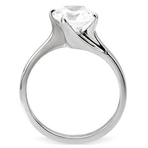 TK104 - Stainless Steel Ring High polished (no plating) Women AAA Grade CZ Clear