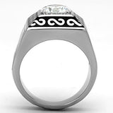 TK1050 - Stainless Steel Ring High polished (no plating) Men AAA Grade CZ Clear