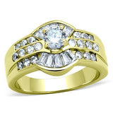 TK10528G - Stainless Steel Ring IP Gold(Ion Plating) Women AAA Grade CZ Clear