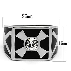 TK1052 - Stainless Steel Ring High polished (no plating) Men Top Grade Crystal Clear