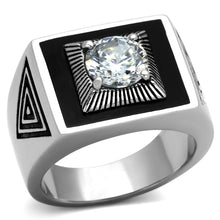 TK1053 - Stainless Steel Ring High polished (no plating) Men AAA Grade CZ Clear