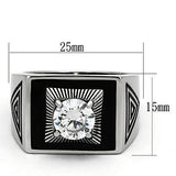 TK1053 - Stainless Steel Ring High polished (no plating) Men AAA Grade CZ Clear