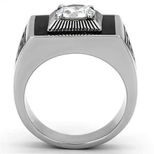 TK1053 - Stainless Steel Ring High polished (no plating) Men AAA Grade CZ Clear