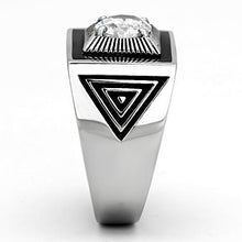 TK1053 - Stainless Steel Ring High polished (no plating) Men AAA Grade CZ Clear