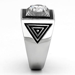 TK1053 - Stainless Steel Ring High polished (no plating) Men AAA Grade CZ Clear