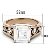 TK1059 - Stainless Steel Ring Two-Tone IP Rose Gold Women AAA Grade CZ Clear