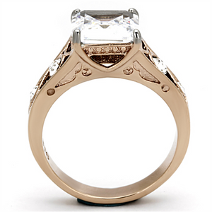 TK1059 - Stainless Steel Ring Two-Tone IP Rose Gold Women AAA Grade CZ Clear