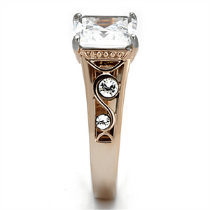 TK1059 - Stainless Steel Ring Two-Tone IP Rose Gold Women AAA Grade CZ Clear