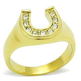 TK10616G - Stainless Steel Ring IP Gold(Ion Plating) Women Top Grade Crystal Clear