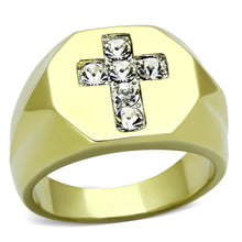 TK1062 - Stainless Steel Ring Two-Tone IP Gold (Ion Plating) Men Top Grade Crystal Clear