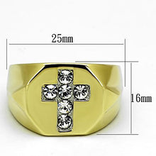 TK1062 - Stainless Steel Ring Two-Tone IP Gold (Ion Plating) Men Top Grade Crystal Clear