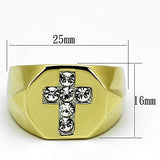TK1062 - Stainless Steel Ring Two-Tone IP Gold (Ion Plating) Men Top Grade Crystal Clear
