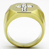 TK1062 - Stainless Steel Ring Two-Tone IP Gold (Ion Plating) Men Top Grade Crystal Clear