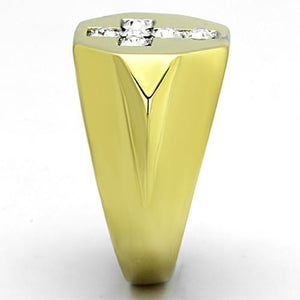 TK1062 - Stainless Steel Ring Two-Tone IP Gold (Ion Plating) Men Top Grade Crystal Clear