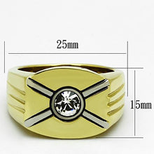 TK1064 - Stainless Steel Ring Two-Tone IP Gold (Ion Plating) Men Top Grade Crystal Clear